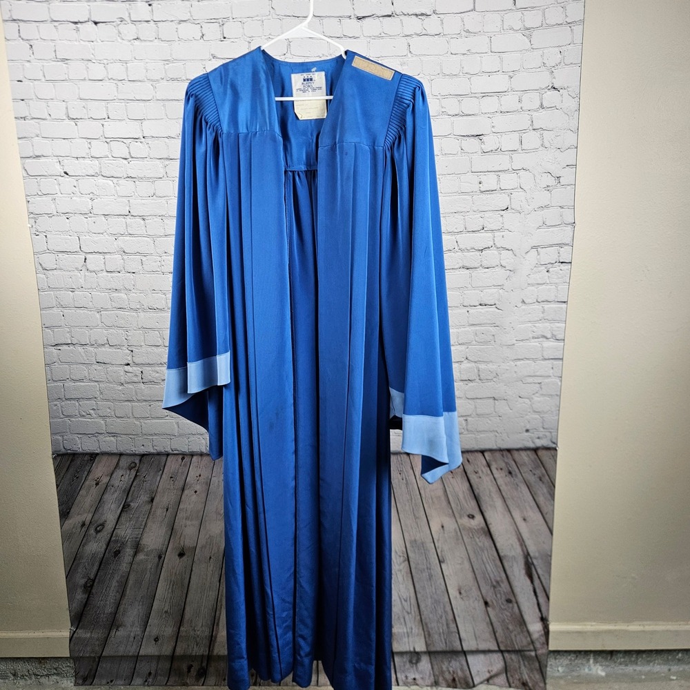 Vintage Murphy Robes Royal Blue Choir Graduation Gown Bell Sleeve Made in USA 46
